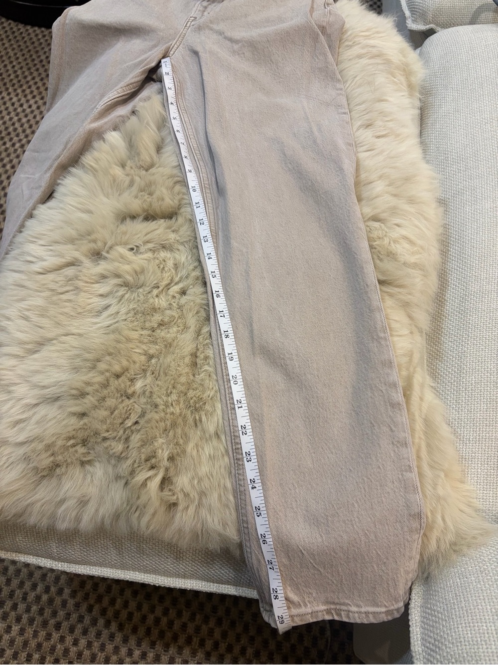 Abercrombie & Fitch Curve Love 90s Straight Ultra High-Rise Jeans Beige 27 - Picture 7 of 9
